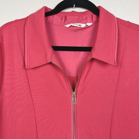 Soft Surroundings Women's XL Swingtime Half Zip Collared Maxi Dress Coral Ponte - Picture 5 of 16